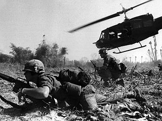 A helicopter climbs skyward after discharging a load of infantrymen on a search and destroy mission in the Ia Drang Valley in South Vietnam. From 60,000 troops in 1965, U.S. forces grew to more than 540,000 by 1969, in a conflict that divided the nation more bitterly than any other in the 20th century. The last U.S. combat forces left Vietnam in 1973.