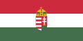 flaga Węgier po 1990 z herbem (proporcje 1:2)