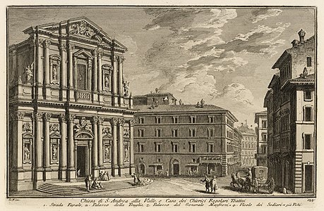 Sant'Andrea della Valle, gravyr av Giuseppe Vasi.