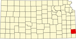 Karte von Crawford County innerhalb von Kansas