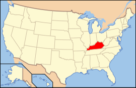 Map of the United States with کنتاکی highlighted