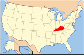 Map of the U.S. with Kentucky highlighted