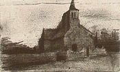 Kościół Świętego Marcina w Tongelre, rysunek ołówkiem i kredą, 1885, Amsterdam, Muzeum Vincenta van Gogha (F: None, JH: 640)