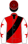 Red, black sash, white sleeves, red stars, black and red hooped cap