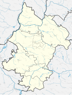 Mapa konturowa powiatu włoszczowskiego, w centrum znajduje się punkt z opisem „Danków Mały”