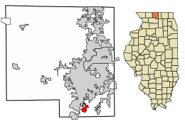 Location of New Milford in Winnebago County, Illinois.