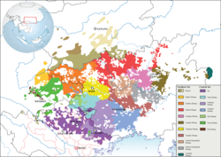 Zhuang-kielten ja murteiden puhuma-alueet