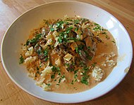 Beef Stroganoff, a Russian dish.