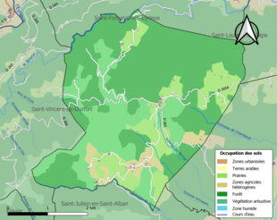 Carte en couleurs présentant l'occupation des sols.