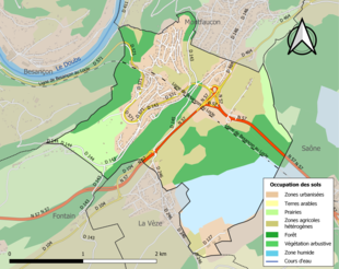 Carte en couleurs présentant l'occupation des sols.