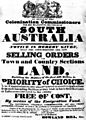 Image 13An 1835 advertisement for the sale of land in South Australia (from History of South Australia)