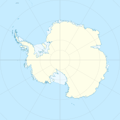 Mapa konturowa Antarktyki, po lewej nieco u góry znajduje się punkt z opisem „Rothera Research Station”