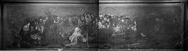 Fotografía del Aquelarre (en el año 1874) por J. Laurent, en el interior de la Quinta de Goya. Fototeca del IPCE.