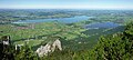 Hopfensee, Forggensee and lake Bannwaldsee from mountain Tegelberg