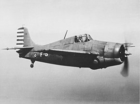 飛行するF4F-3 3987号機 (第2戦闘飛行隊所属、1942年2月撮影)