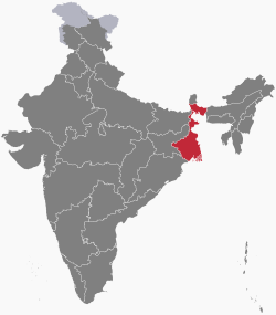 இந்தியாவில் மேற்கு வங்காளத்தின் அமைவிடம்