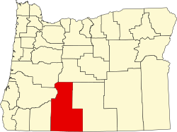 Karte von Klamath County innerhalb von Oregon