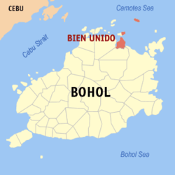 Map of Bohol with Bien Unido highlighted