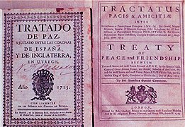 Textos castellano e inglés del Tratado de Utrecht, 1714.