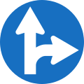 15: Prescribed direction: Turn right or continue straight ahead