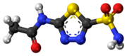 Ball-and-stick model of the acetazolamide molecule