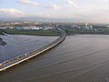 vista aérea del corredor sur sobre la Bahía de Panamá.