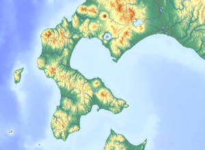 恵山の位置（北海道南部内）