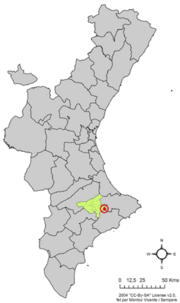 Localização do município de Famorca na Comunidade Valenciana