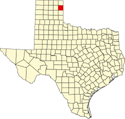 Karte von Hemphill County innerhalb von Texas