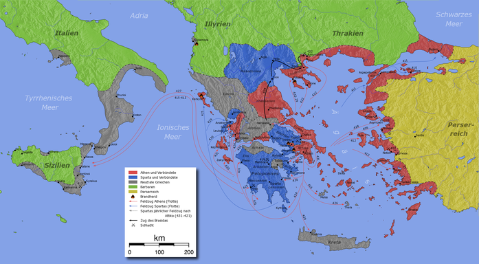      Związek Morski (Ateny)  •       Związek Peloponeski (Sparta)