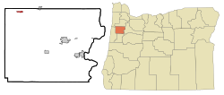 Location of Grand Ronde within Polk County, Oregon