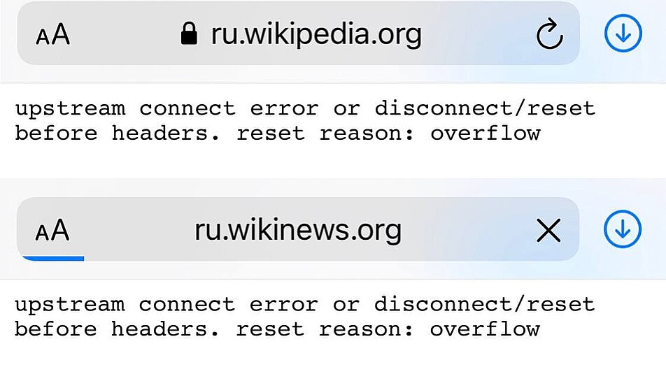 Ошибка при запросе сайтов Русской Википедии и Русских Викиновостей