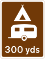 Camping and caravan site 300 yd (270 m) ahead