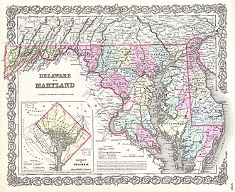 Maryland, Montgomery County, Prince George’s County and District of Columbia (1855 map)