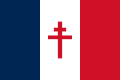 ? Vlag gebruikt door de Vrije Franse Strijdkrachten tijdens de Tweede Wereldoorlog; in het midden staat het Kruis van Lotharingen; later de persoonlijke standaard van president Charles de Gaulle, als leider van de Vrije Fransen.