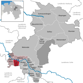 Poziția Frankenfeld pe harta districtului Heidekreis