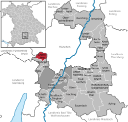 Läget för Gräfelfing i Landkreis München