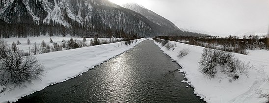 Der Inn bei Bever, Schweiz