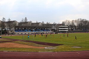 Das Ludwig-Jahn-Stadion in Ludwigsburg während eines Spiels der SpVgg 07 Ludwigsburg im März 2015
