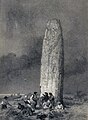 "Le menhir de Kergadiou, près de Brélès" (dessin de Félix Benoist, 1867).