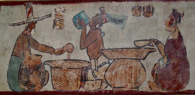 Reproducción de las pinturas murales de la Estructura I en el Museo de Calakmul