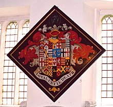 The Funerary Hatchment of Sir Thomas White, 2nd Baronet of Tuxford and Wallingwells in the White mortuary chapel in St. Nicholas, Tuxford