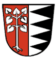 Gemeinde Schwabmühlhausen Gespalten von Rot und Silber; vorn eine bewurzelte siebenblättrige silberne Buche, hinten vier nach rechts gerichtete schwarze Spitzen.