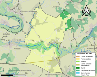 Carte en couleurs présentant l'occupation des sols.