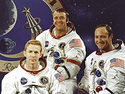 Apollo 14 – v. l. n. r. Stuart Roosa, Alan Shepard, Edgar Mitchell