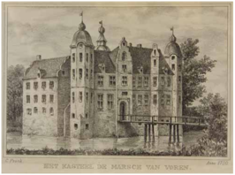 Kasteel de Marsch in 1730 door Cornelis Pronk.