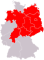 Die Linke in regional parliaments (red, Landtage), 2008.