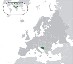 Location of ބޮސްނިޔާ އެންޑް ހެރްޒިގޮވީނާ (green) in Europe (dark grey)  –  [Legend]