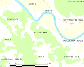 Poziția localității Allas-les-Mines