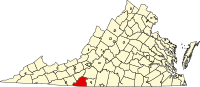 Map of Virginia highlighting Patrick County